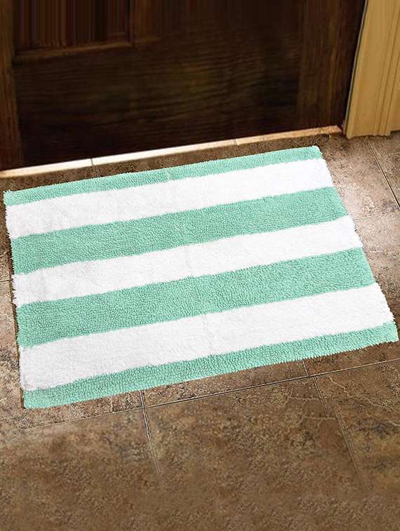 4 pcs set summer stripe cotton towel & bathmat