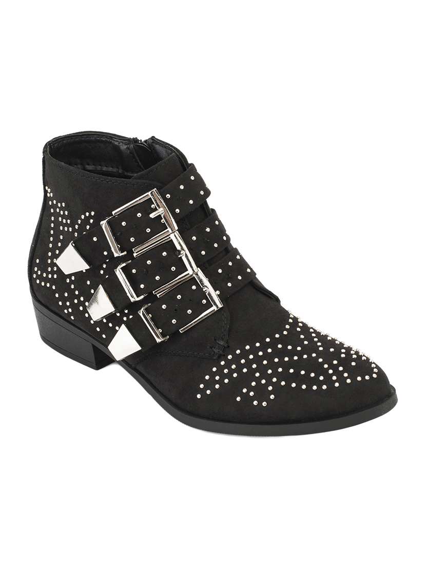 black embellished ankle  boot