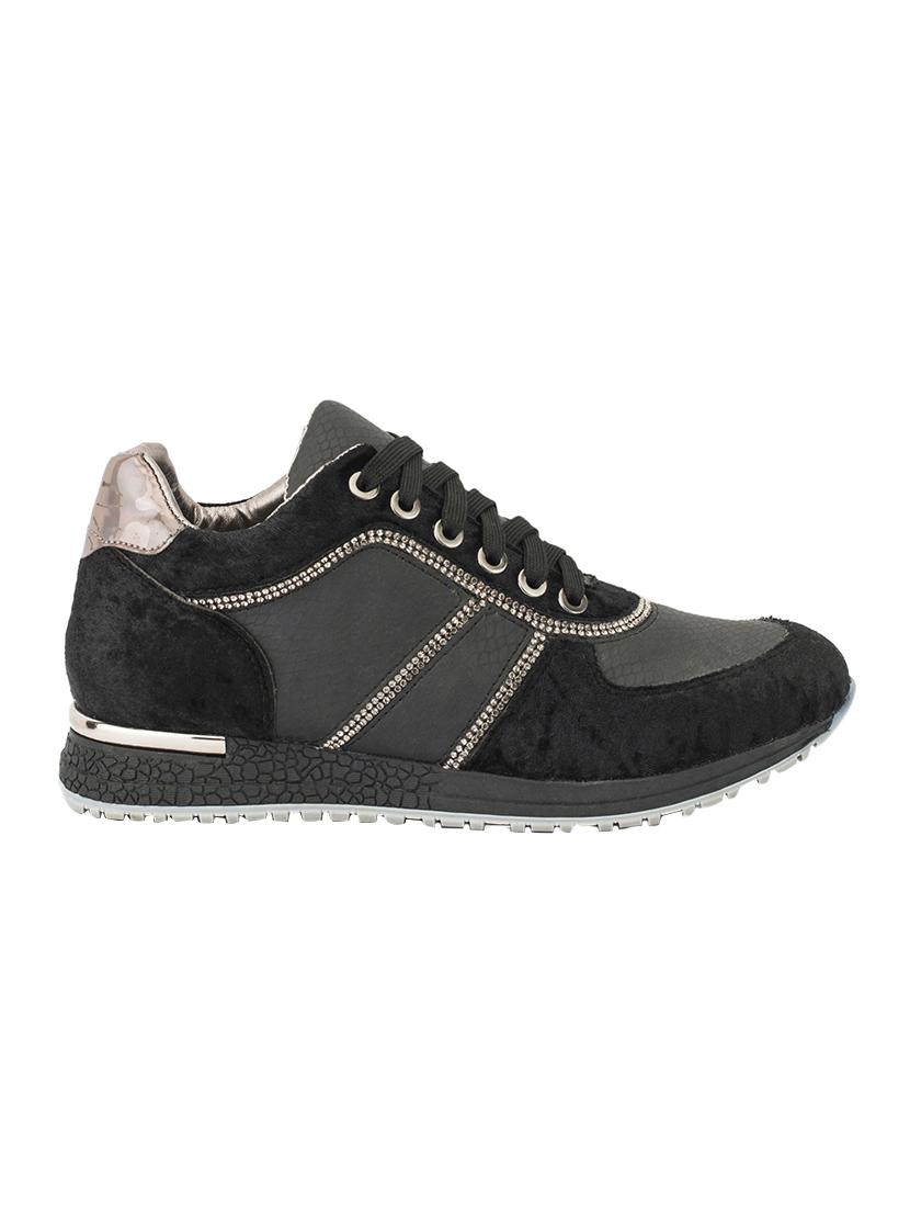 black faux leather laceup casual shoes - 14117741 -  Standard Image - 1