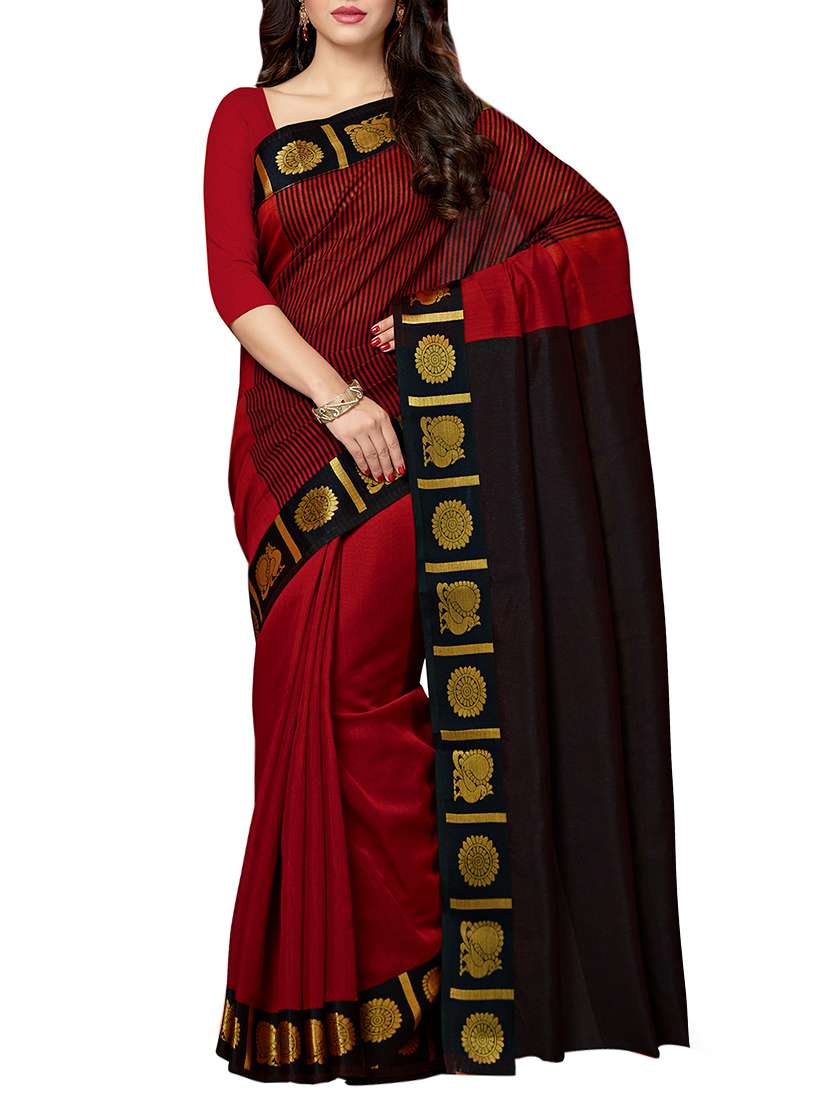 red bordered chanderi saree with blouse