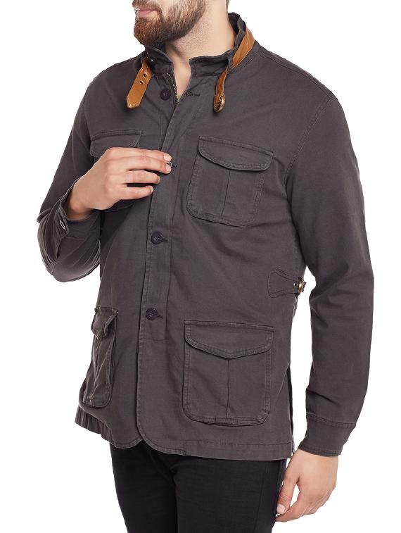 grey cotton casual jacket - 14127327 - Standard Image - 1