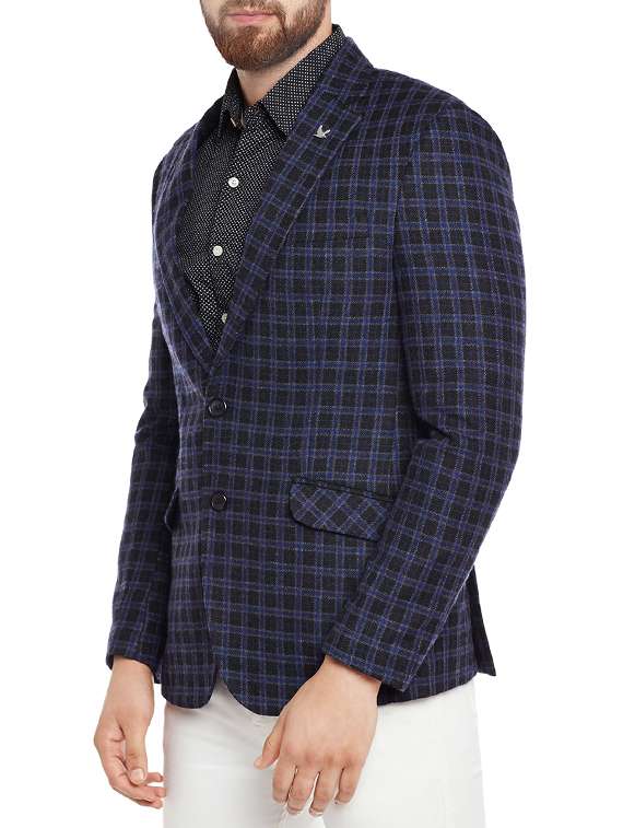 blue wool & polyester blend casual blazer - 14127331 - Standard Image - 1