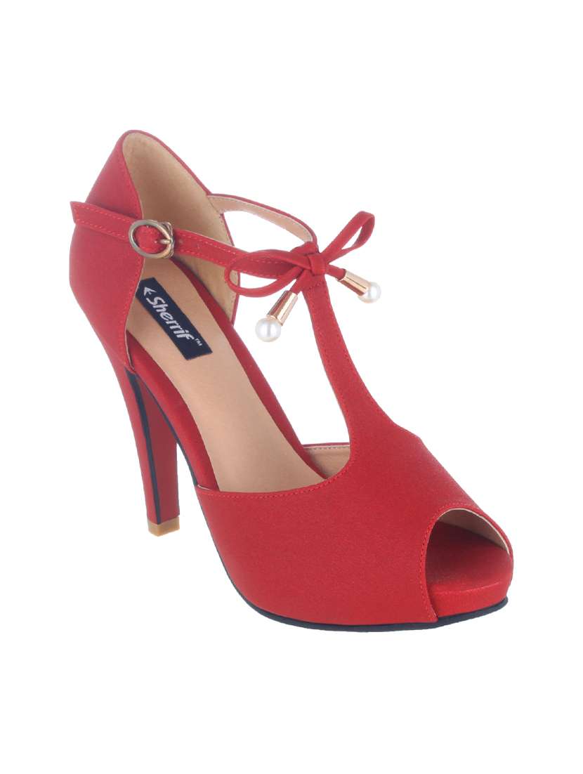 red faux leather ankle strap sandals
