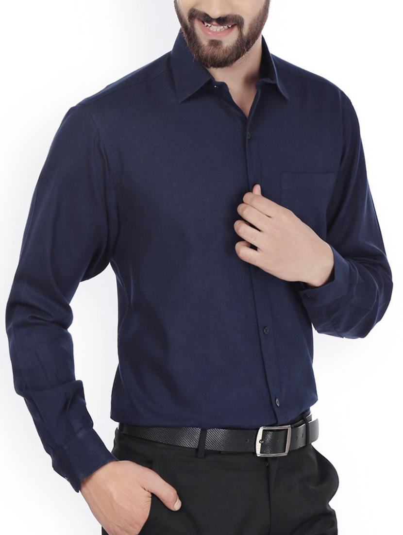 dark blue cotton casual shirt - 14129168 -  Standard Image - 1