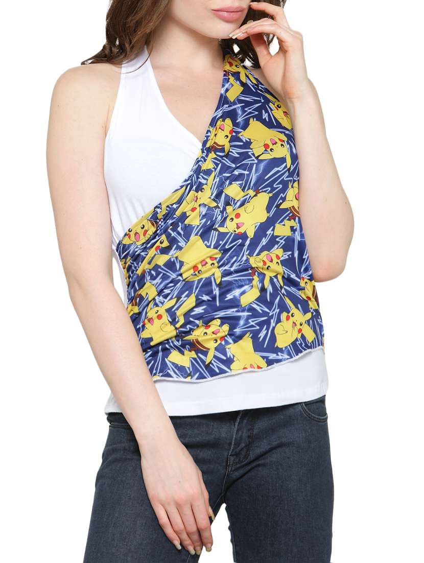 blue printed cotton lycra top