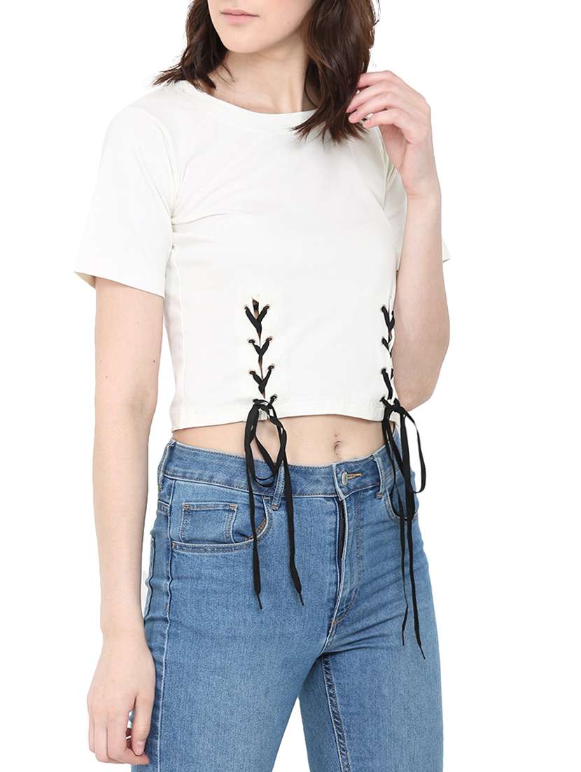 cream cotton crop top - 14129790 -  Standard Image - 1