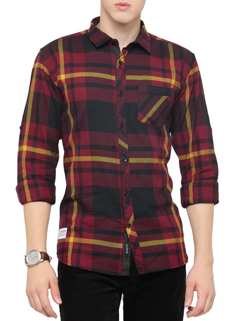 red cotton casual shirt