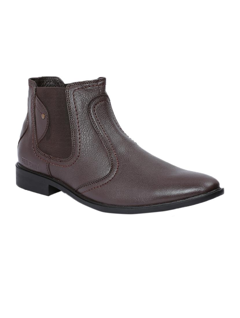 brown leather slip on boots
