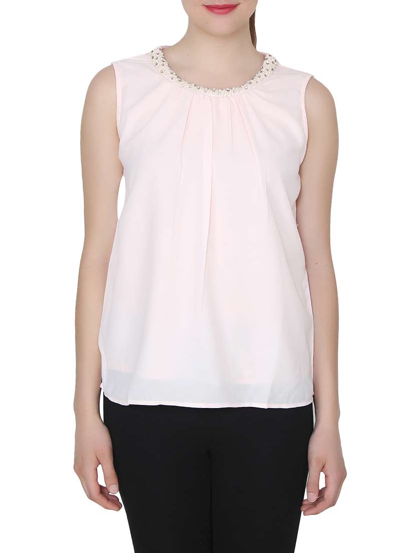 light pink georgette regular top