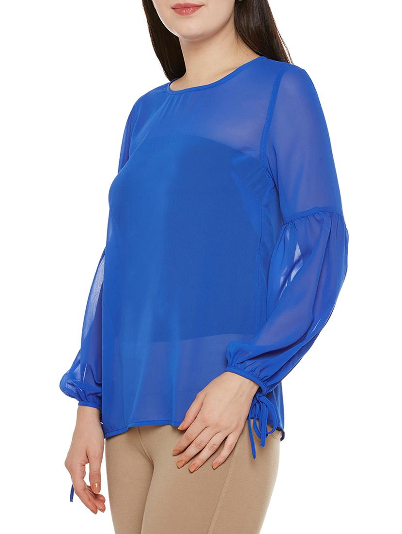 lantern sleeved sheer top - 14137761 - Standard Image - 1