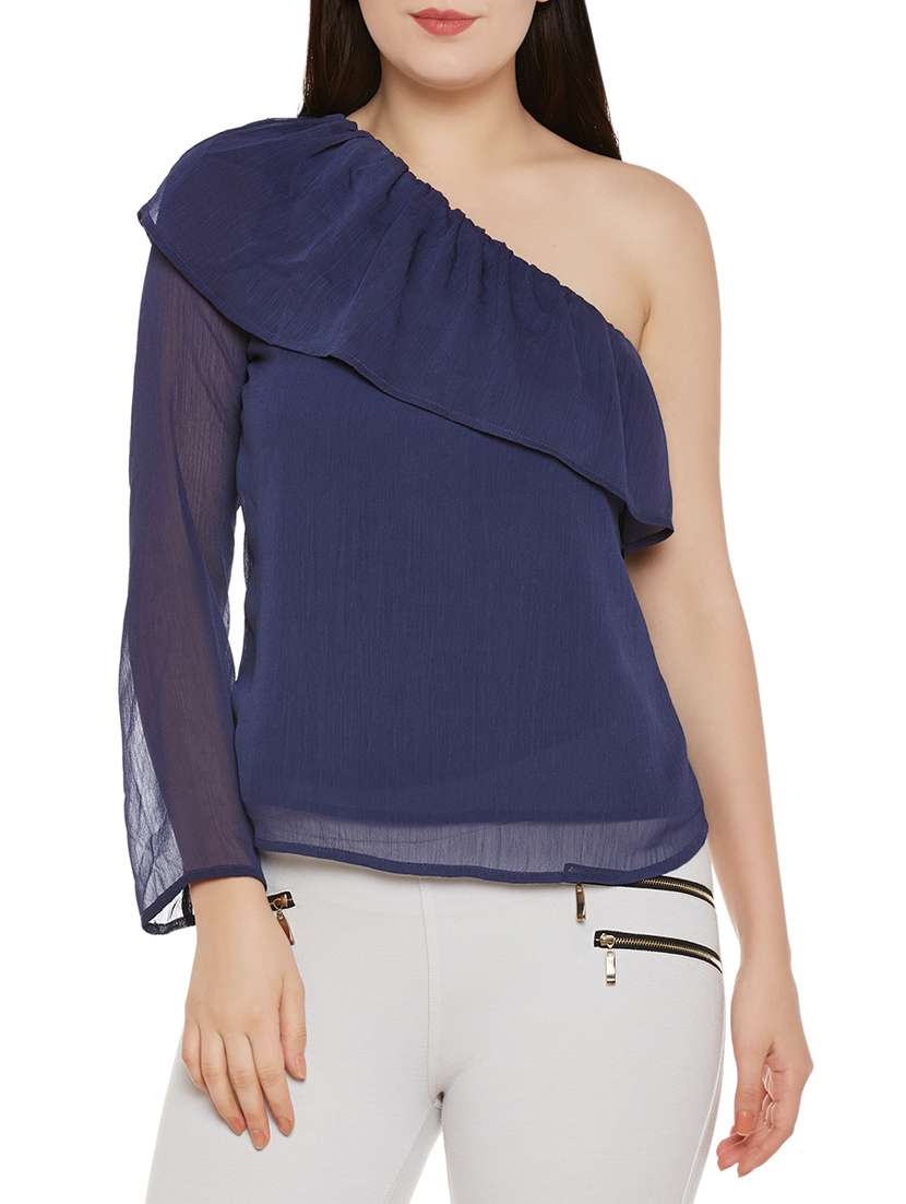 single shoulder overlay top