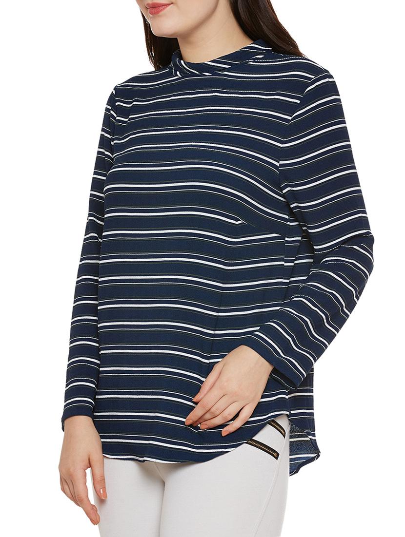 mock neck striped top - 14137769 - Standard Image - 1