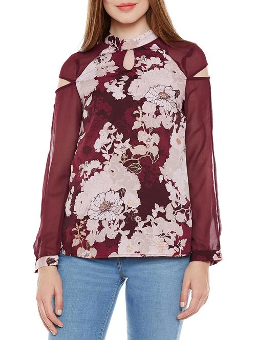 sheer paneled slit sleeved top - 14137783 -  Standard Image - 0
