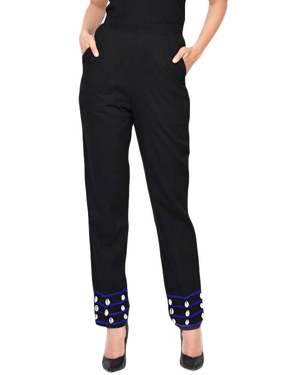 women solid pleated cigarette pants