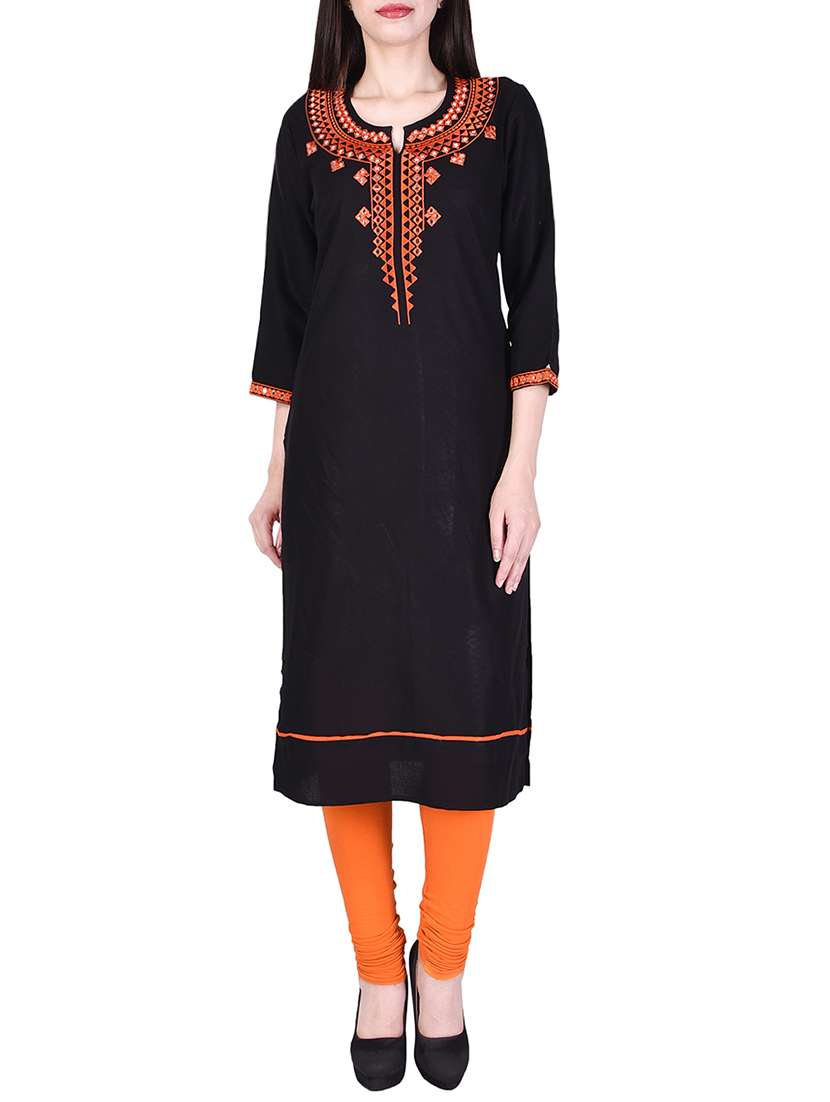 black viscose straight kurta
