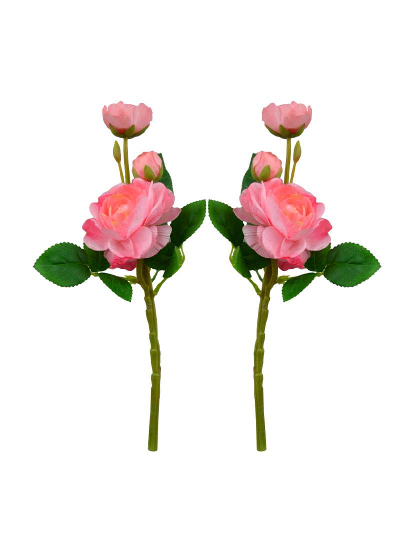 thefancymart artificial tea rose silk flower sticks (set of 2) 37 cms / 14.5 inchs each-1407