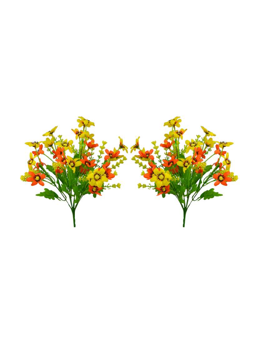 Thefancymart  Artificial Mini Daisy Flower Bush (set of 2) 30 cms / 11.5 inchs each-1437