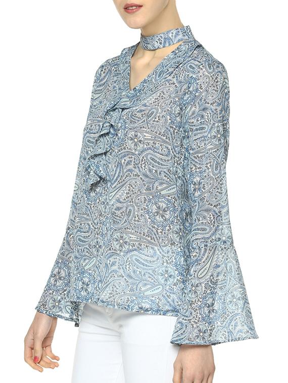 bell sleeved paisley top - 14144671 -  Standard Image - 1