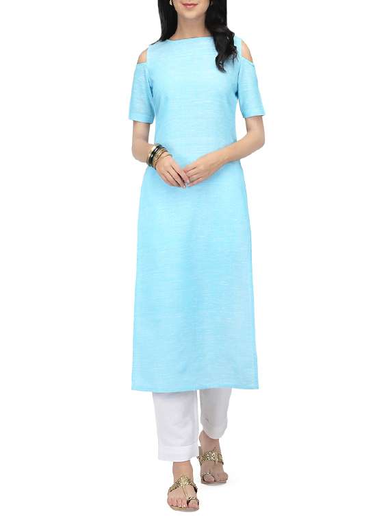 turquoise khadi straight kurta