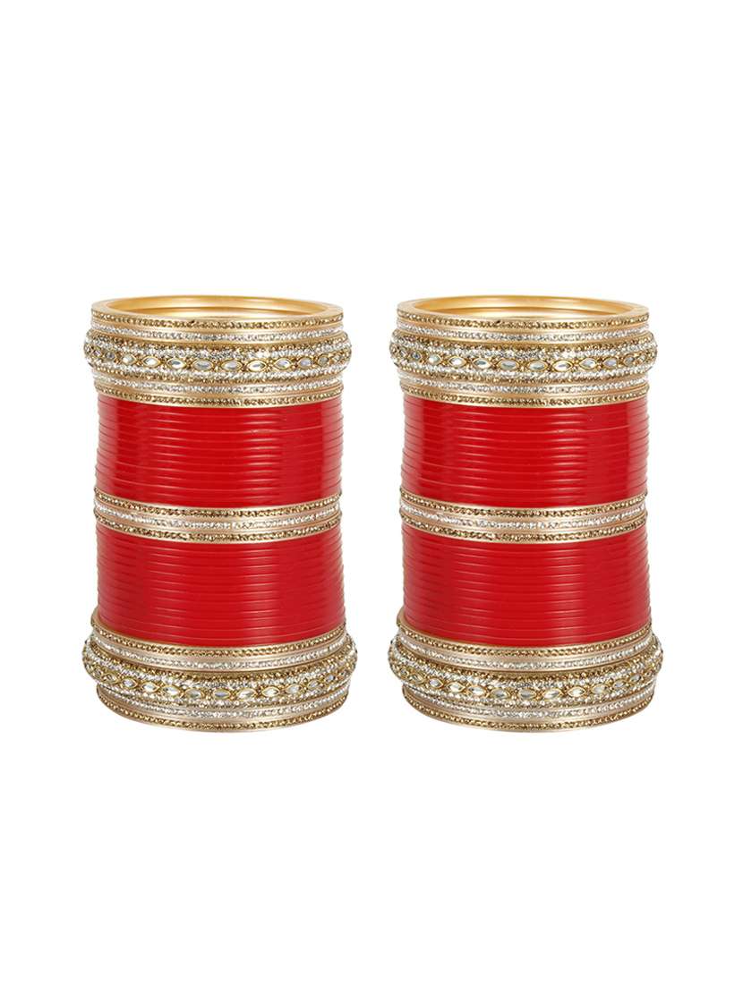 red gold tone stone bangles