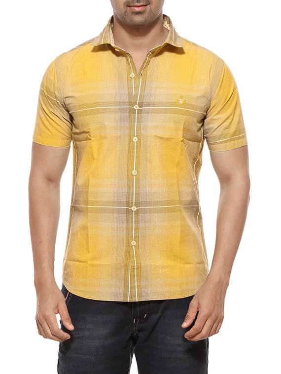 yellow cotton casual shirt