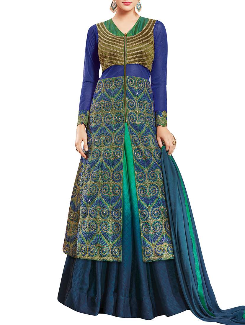 blue skirt suit semi-stitched suit