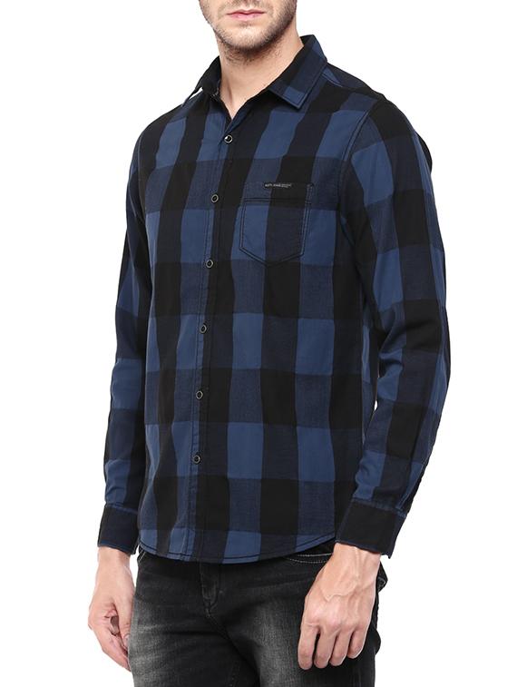 blue cotton casual shirt - 14153753 - Standard Image - 1