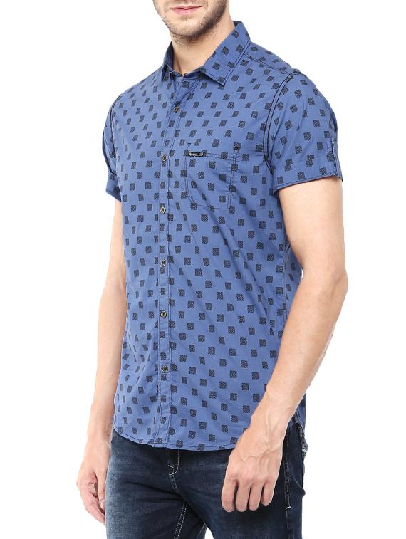 blue cotton casual shirt - 14153754 - Standard Image - 1