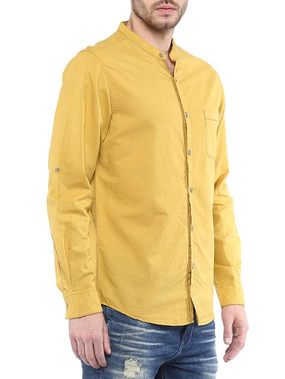 yellow cotton casual shirt - 14153756 - Standard Image - 1