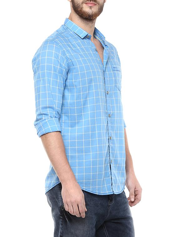 blue cotton casual shirt - 14153777 - Standard Image - 1