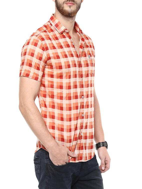 orange cotton casual shirt - 14153786 - Standard Image - 1