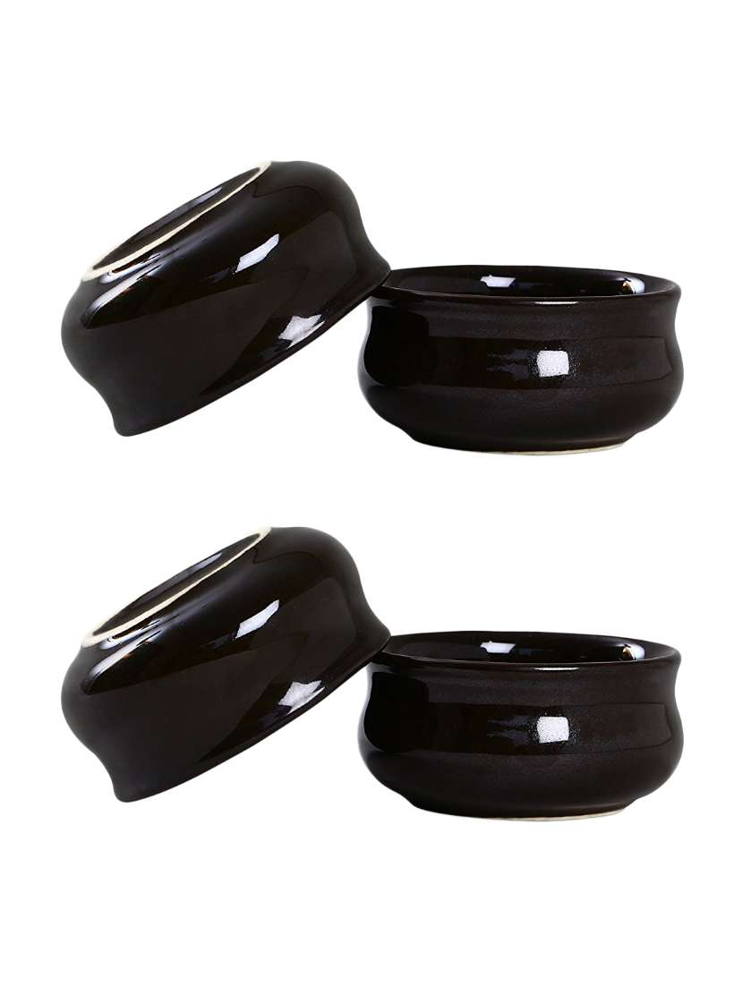 dip and sauce bowl ceramic/stoneware in black glossy (set of 4) handmade by caffeine