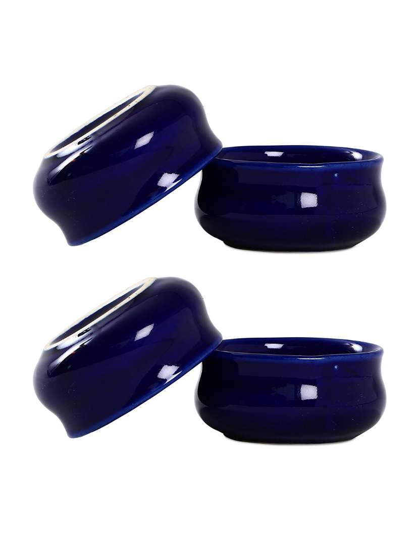 dip and sauce bowl ceramic/stoneware in blue glossy (set of 4) handmade by caffeine