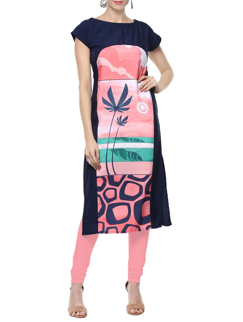 pink colored crepe straight kurta