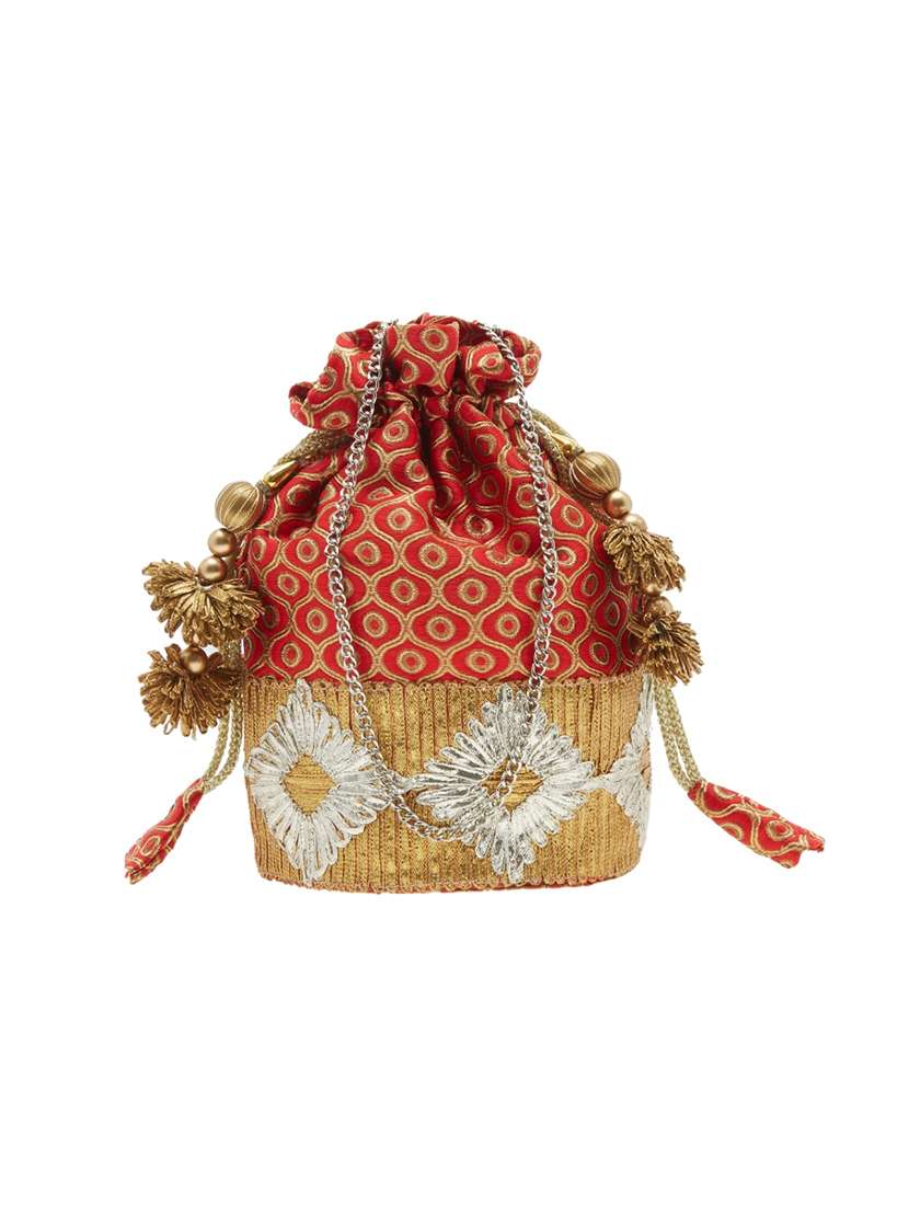 red leatherette  regular potli