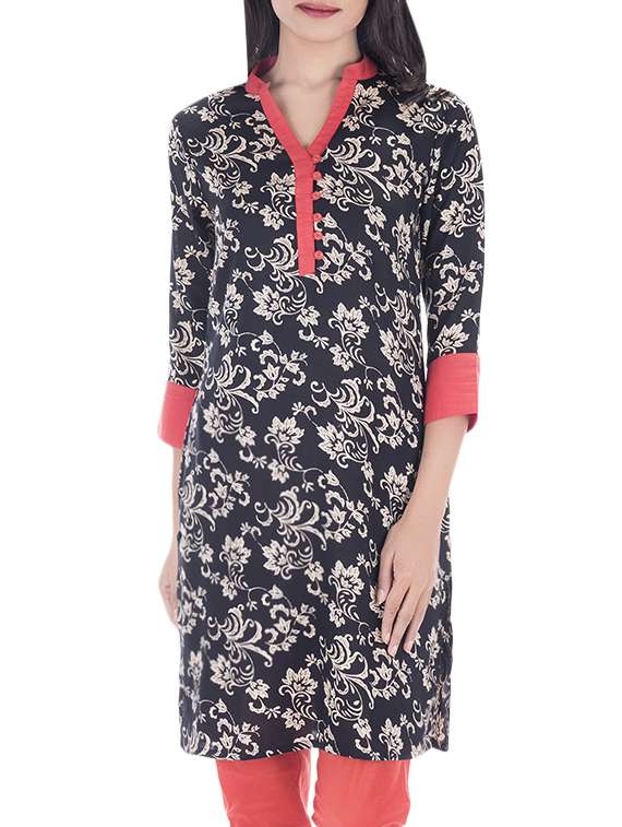 black rayon straight kurta