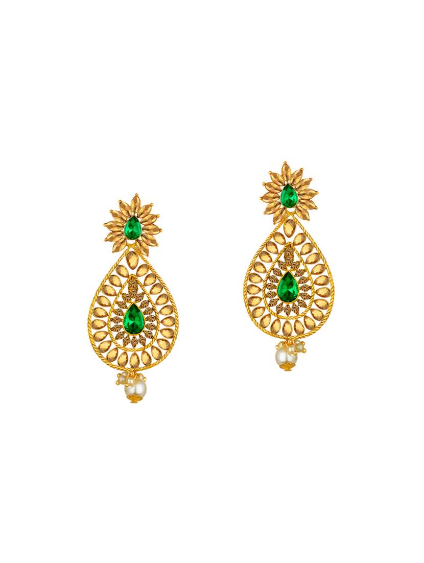 green metal chandelier earrings