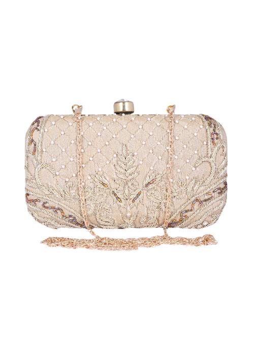 beige metal box clutch - 14161713 -  Standard Image - 0