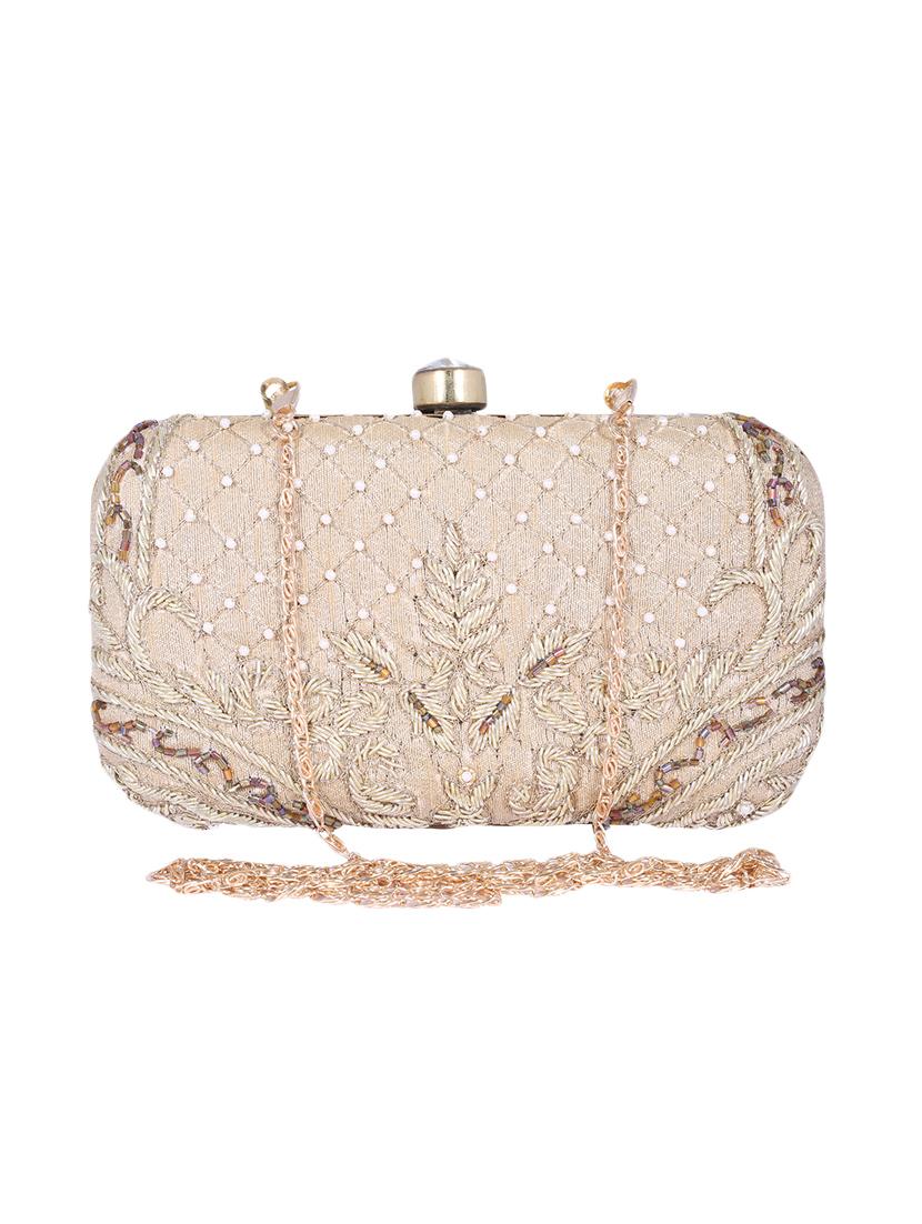 beige metal box clutch - 14161713 -  Zoom Image - 0