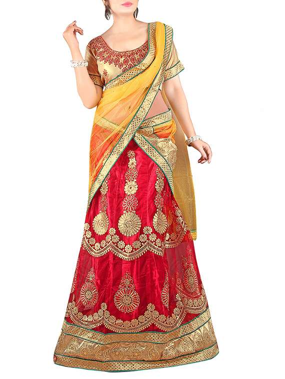 Red flared lehenga
