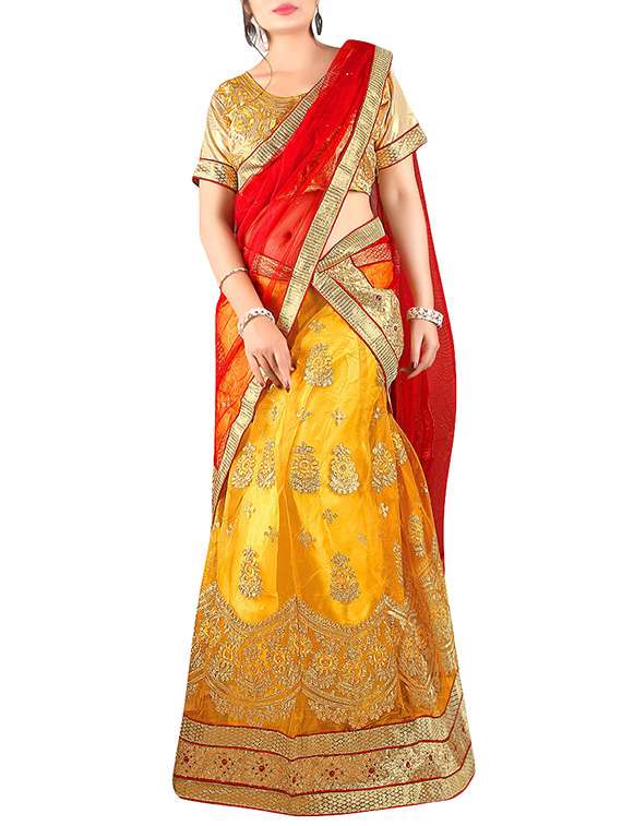 Yellow flared lehenga