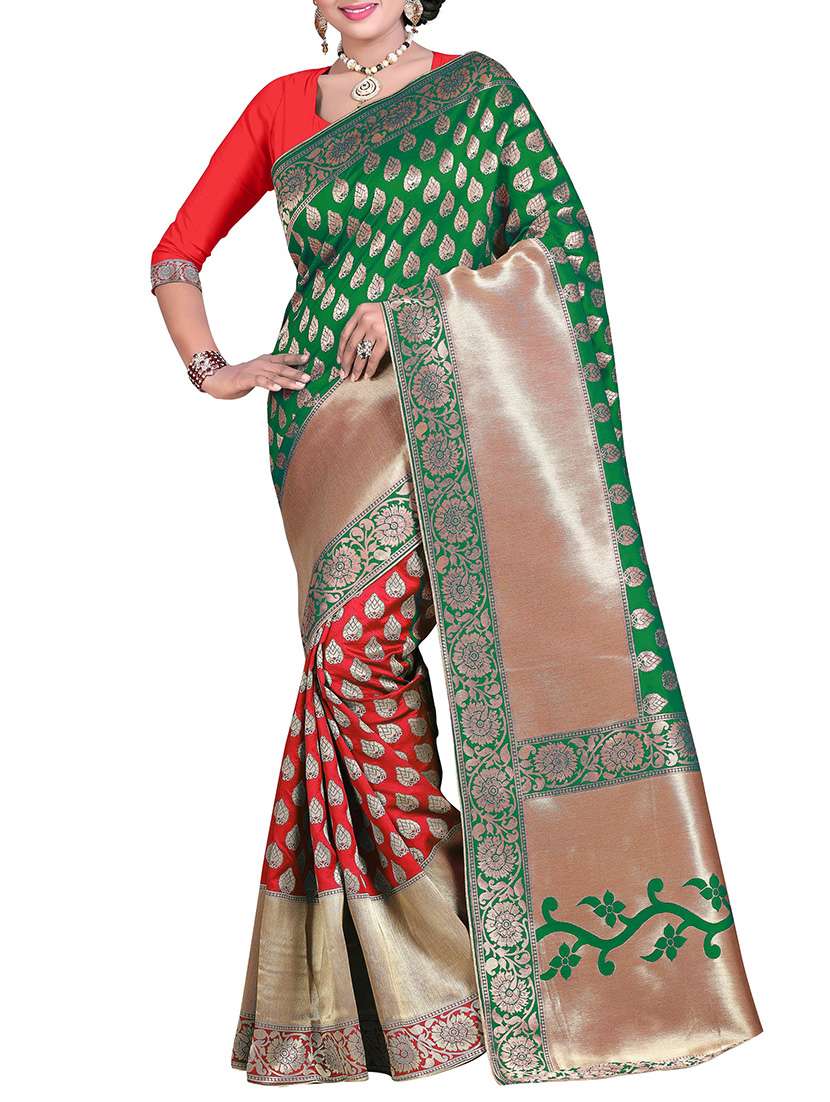 green silk banarasi saree with blouse