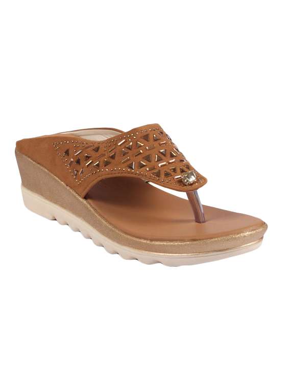 anand archies artificial leather tan wedges for girl's & women's (aa-363-p)