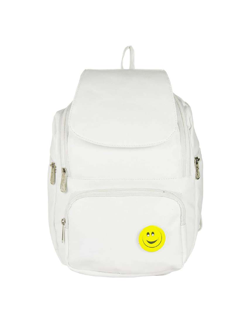 white leatherette regular backpack