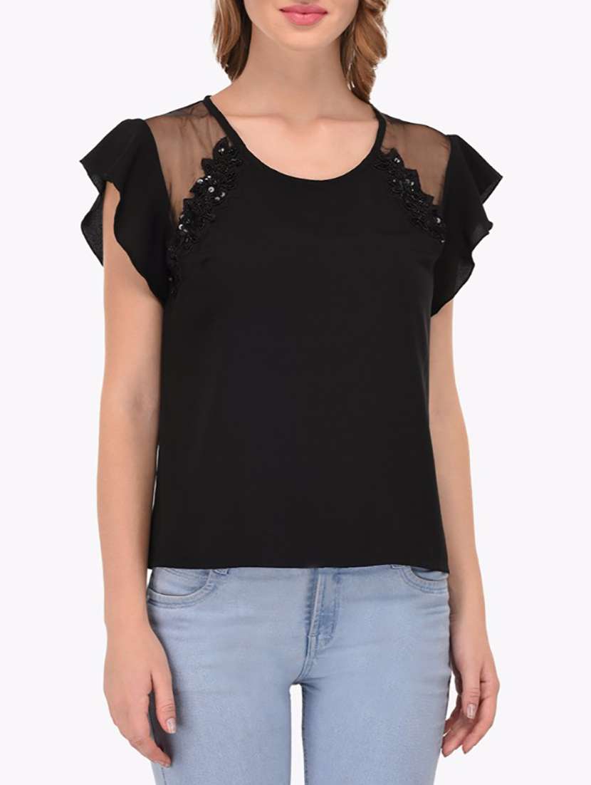 women's straight round neck top