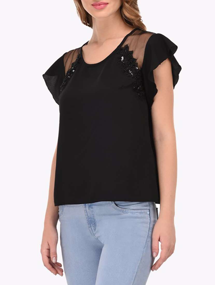 women's straight round neck top - 14172383 - Standard Image - 1