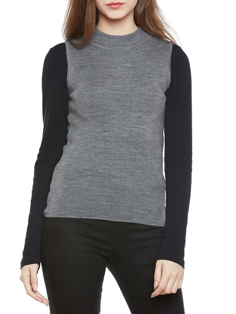 solid grey woolen pullover