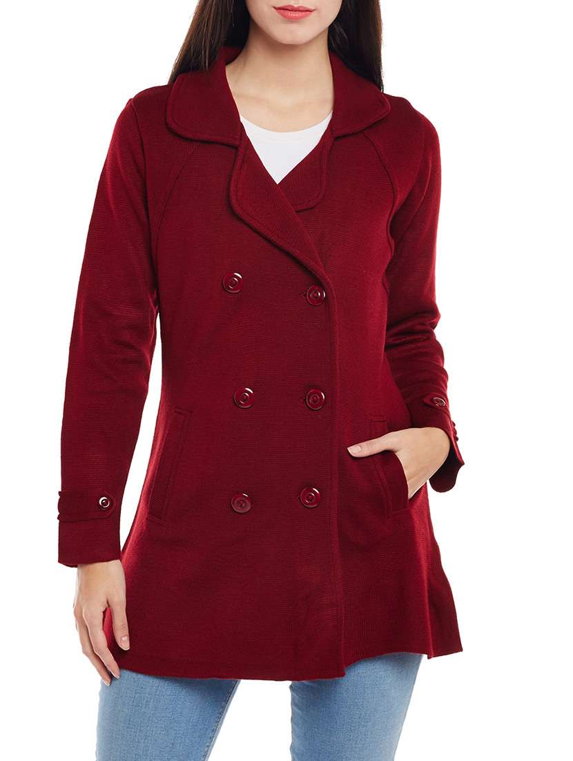 maroon woolen pea coat