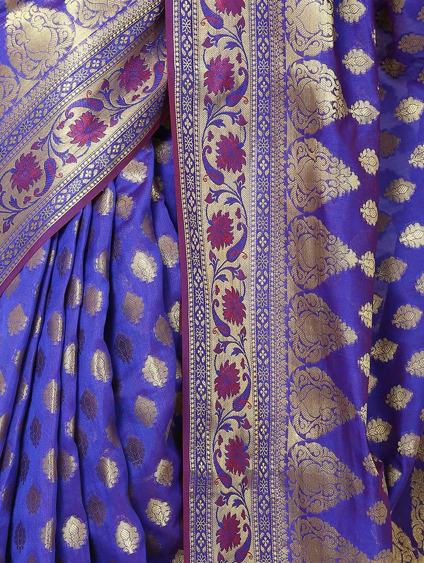 zari motifs banarasi saree with blouse - 14173662 - Standard Image - 1