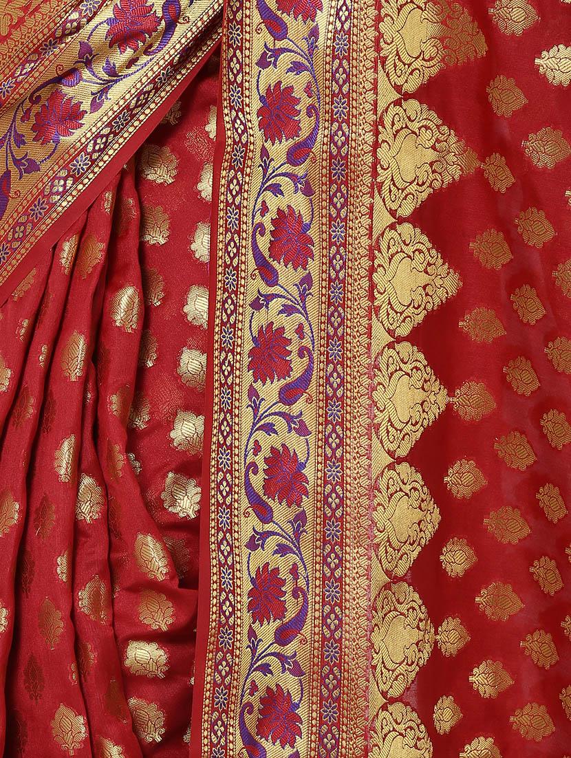 zari motifs banarasi saree with blouse - 14173663 - Standard Image - 1